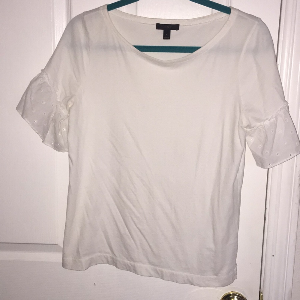 J Crew ruffle eyelet shirt